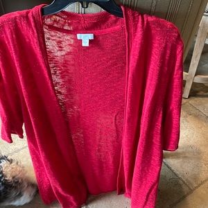 Short sleeve linen blend sweater